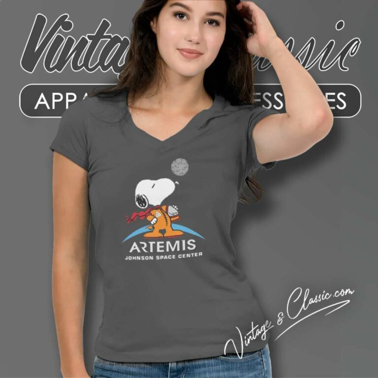 Snoopy Artemis Johnson Space Center Nasa V Neck TShirt Snoopy Artemis Johnson Space Center Nasa V Neck TShirt