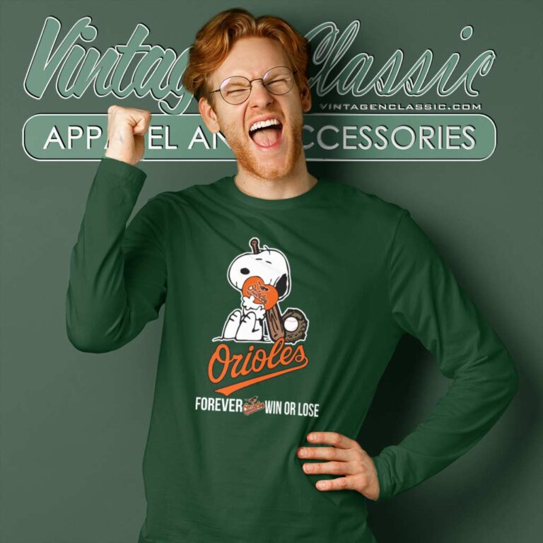 Snoopy Baltimore Orioles Forever Win Or Lose Long Sleeve Tee Snoopy Baltimore Orioles Forever Win Or Lose Long Sleeve Tee