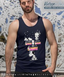 Snoopy Before Dunkin Donuts After No Tank Top Racerback
