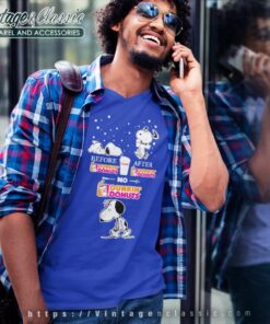 Snoopy Before Dunkin Donuts After No V Neck TShirt