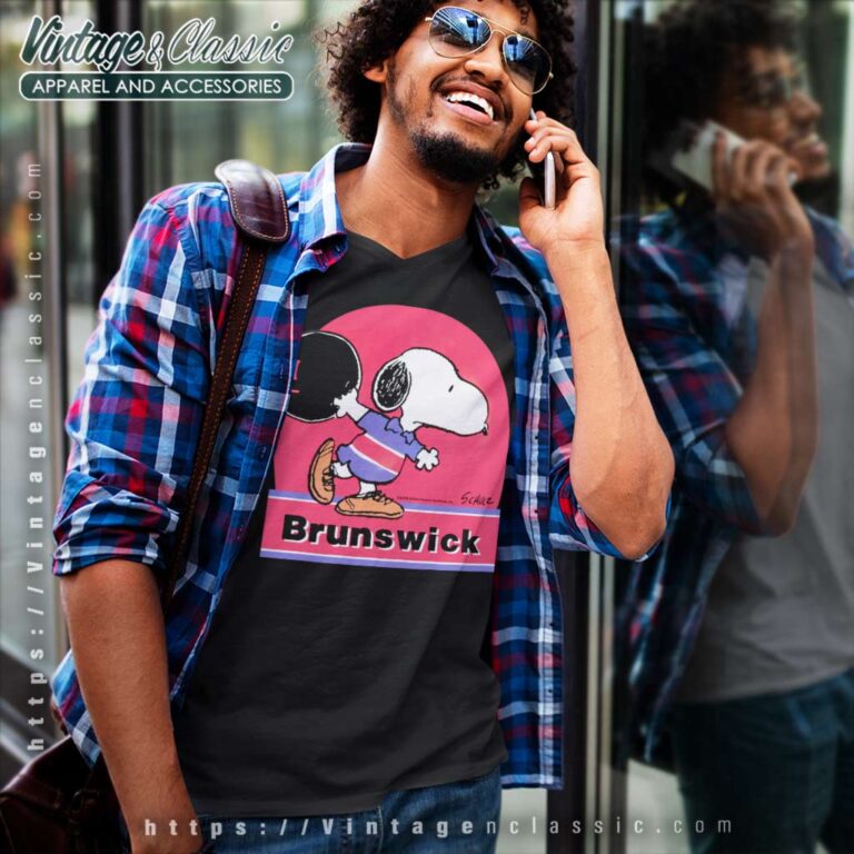 Snoopy Bowling Brunswick V Neck TShirt Snoopy Bowling Brunswick V Neck TShirt