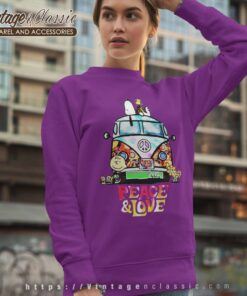 Snoopy Car Peace And Love Hippie Sweatshirt