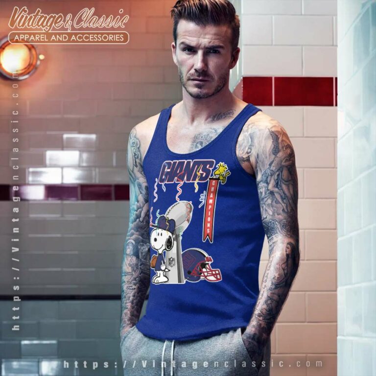 Snoopy Champions New York Giants Tank Top Racerback Snoopy Champions New York Giants Tank Top Racerback