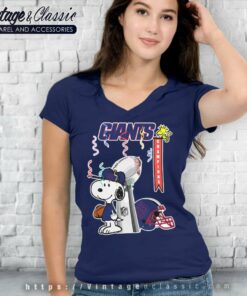 Snoopy Champions New York Giants V Neck TShirt