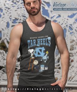 Snoopy Charlie Brown And Woodstock Wall Paint North Carolina Tar Heels Tank Top Racerback