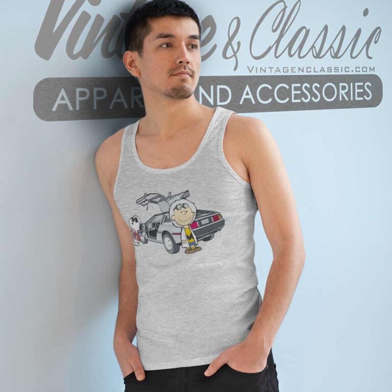 Snoopy Charlie Brown Back To The Future Tank Top Racerback Snoopy Charlie Brown Back To The Future Tank Top Racerback