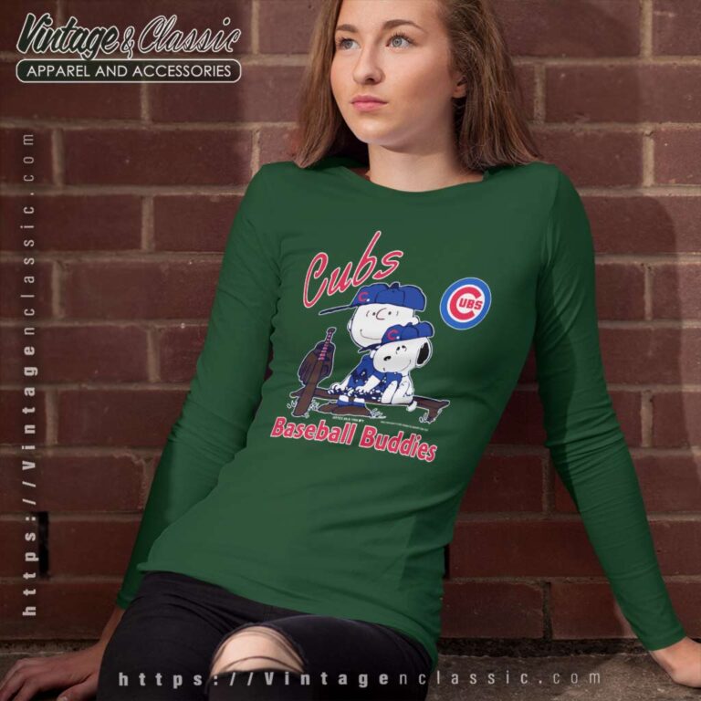 Snoopy Charlie Brown Baseball Buddies Chicago Cubs Long Sleeve Tee Snoopy Charlie Brown Baseball Buddies Chicago Cubs Long Sleeve Tee