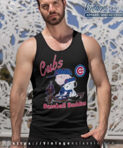 Snoopy Charlie Brown Baseball Buddies Chicago Cubs Tank Top Racerback