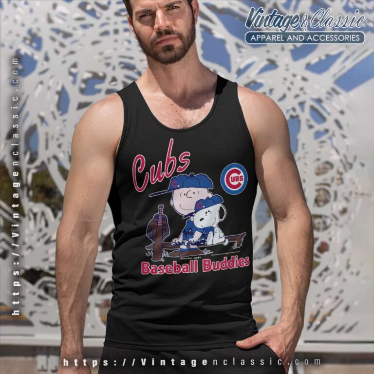 Snoopy Charlie Brown Baseball Buddies Chicago Cubs Tank Top Racerback Snoopy Charlie Brown Baseball Buddies Chicago Cubs Tank Top Racerback