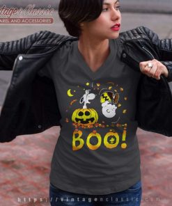 Snoopy Charlie Brown Boo Halloween V Neck TShirt
