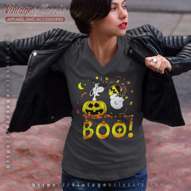 Snoopy Charlie Brown Boo Halloween V Neck TShirt Snoopy Charlie Brown Boo Halloween V Neck TShirt