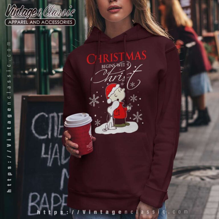 Snoopy Charlie Brown Christmas Begins With Christ Hoodie Snoopy Charlie Brown Christmas Begins With Christ Hoodie