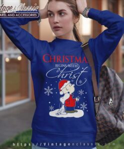 Snoopy Charlie Brown Christmas Begins With Christ Sweatshirt