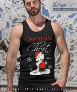 Snoopy Charlie Brown Christmas Begins With Christ Tank Top Racerback