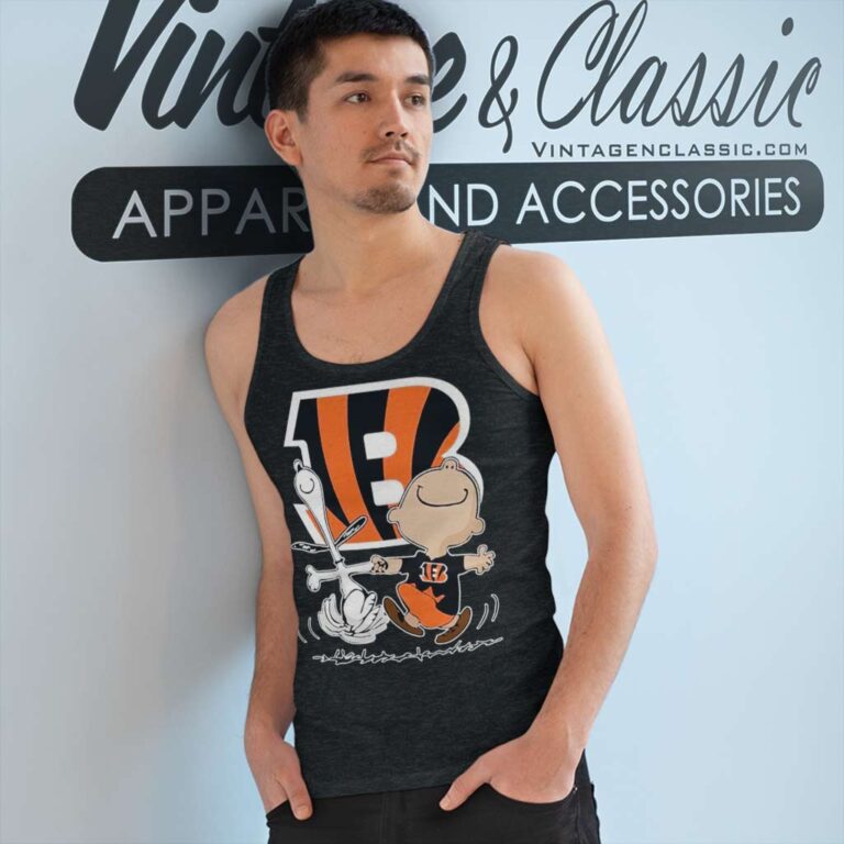 Snoopy Charlie Brown Dancing Cincinnati Bengals Tank Top Racerback Snoopy Charlie Brown Dancing Cincinnati Bengals Tank Top Racerback