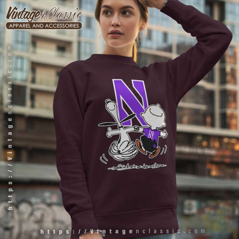 Snoopy Charlie Brown Dancing Northwestern Wildcats Sweatshirt Snoopy Charlie Brown Dancing Northwestern Wildcats Sweatshirt