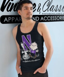 Snoopy Charlie Brown Dancing Northwestern Wildcats Tank Top Racerback