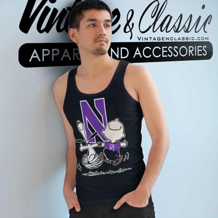 Snoopy Charlie Brown Dancing Northwestern Wildcats Tank Top Racerback Snoopy Charlie Brown Dancing Northwestern Wildcats Tank Top Racerback