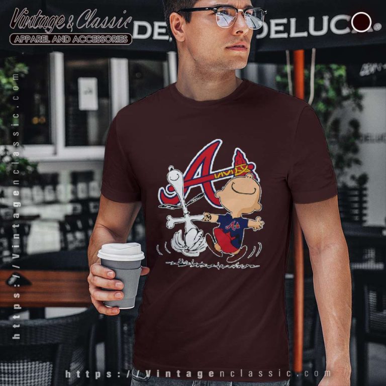 Snoopy Charlie Brown Dancing With Atlanta Braves T Shirt Snoopy Charlie Brown Dancing With Atlanta Braves T Shirt