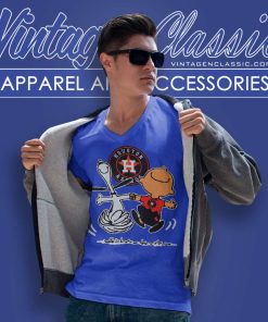 Snoopy Charlie Brown Dancing With Houston Astros V Neck TShirt