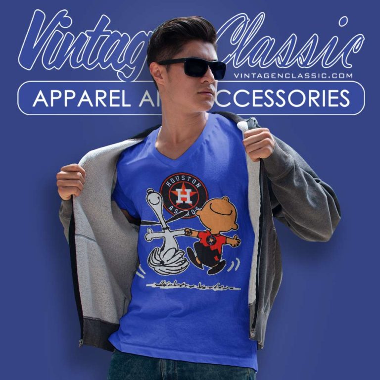 Snoopy Charlie Brown Dancing With Houston Astros V Neck TShirt Snoopy Charlie Brown Dancing With Houston Astros V Neck TShirt