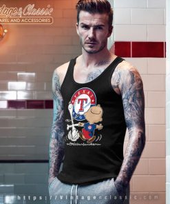 Snoopy Charlie Brown Dancing With Texas Rangers Tank Top Racerback