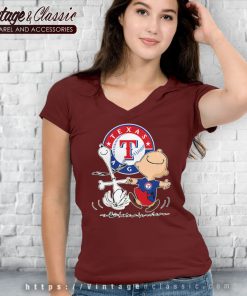Snoopy Charlie Brown Dancing With Texas Rangers V Neck TShirt