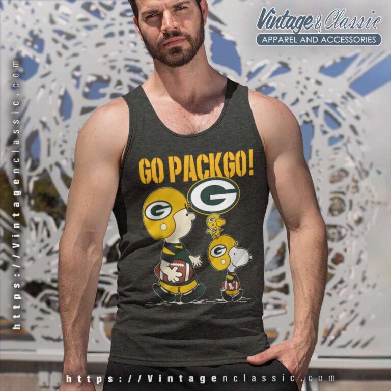Snoopy Charlie Brown Go Pack Go Green Bay Packers Tank Top Racerback Snoopy Charlie Brown Go Pack Go Green Bay Packers Tank Top Racerback