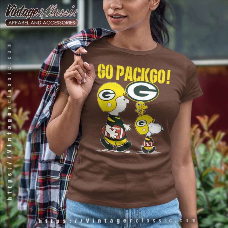 Snoopy Charlie Brown Go Pack Go Green Bay Packers Women TShirt Snoopy Charlie Brown Go Pack Go Green Bay Packers Women TShirt