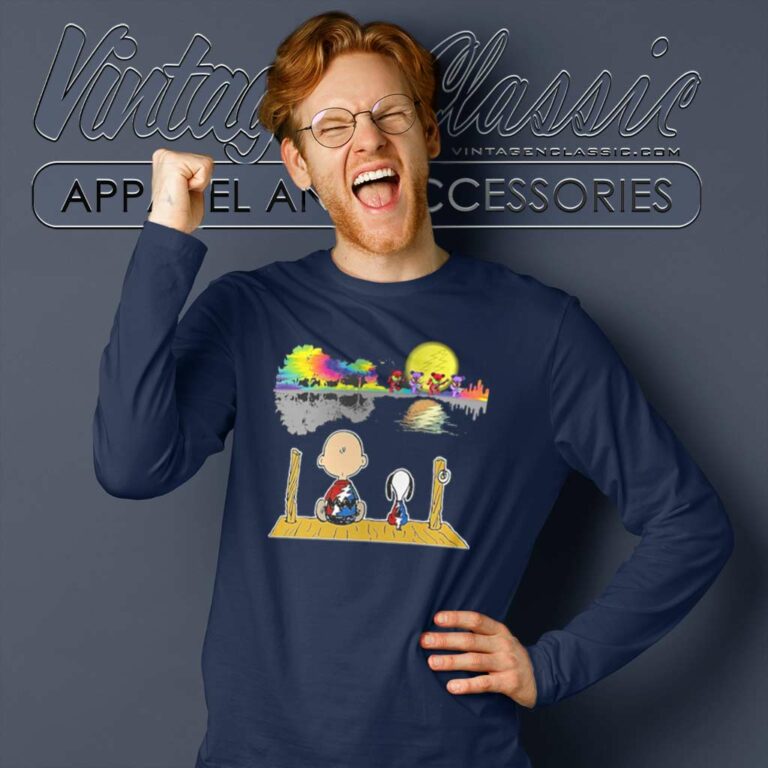 Snoopy Charlie Brown Grateful Dead Bear Guitar Moon Long Sleeve Tee Snoopy Charlie Brown Grateful Dead Bear Guitar Moon Long Sleeve Tee