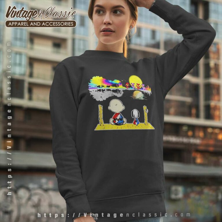 Snoopy Charlie Brown Grateful Dead Bear Guitar Moon Sweatshirt Snoopy Charlie Brown Grateful Dead Bear Guitar Moon Sweatshirt