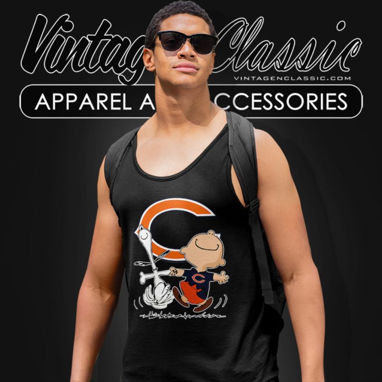 Snoopy Charlie Brown Happy Chicago Bears Tank Top Racerback Snoopy Charlie Brown Happy Chicago Bears Tank Top Racerback