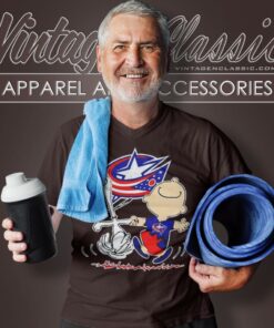 Snoopy Charlie Brown Happy Columbus Blue Jackets Shirt 5 Snoopy Charlie Brown Happy Columbus Blue Jackets V Neck TShirt