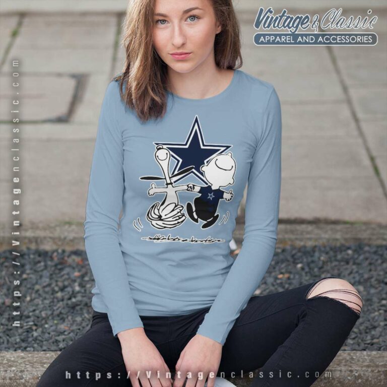 Snoopy Charlie Brown Happy Dallas Cowboys Long Sleeve Tee Snoopy Charlie Brown Happy Dallas Cowboys Long Sleeve Tee
