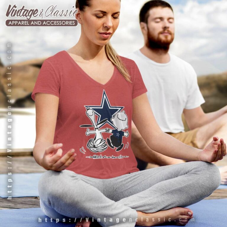 Snoopy Charlie Brown Happy Dallas Cowboys V Neck TShirt Snoopy Charlie Brown Happy Dallas Cowboys V Neck TShirt