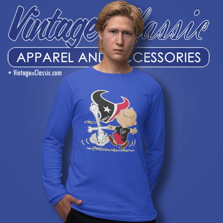 Snoopy Charlie Brown Happy Houston Texans Long Sleeve Tee Snoopy Charlie Brown Happy Houston Texans Long Sleeve Tee