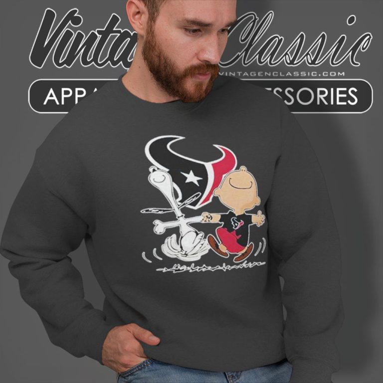 Snoopy Charlie Brown Happy Houston Texans Sweatshirt Snoopy Charlie Brown Happy Houston Texans Sweatshirt