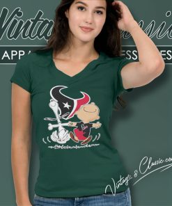 Snoopy Charlie Brown Happy Houston Texans V Neck TShirt