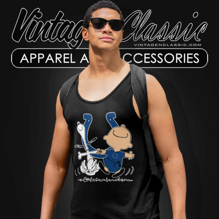 Snoopy Charlie Brown Happy Indianapolis Colts Tank Top Racerback Snoopy Charlie Brown Happy Indianapolis Colts Tank Top Racerback