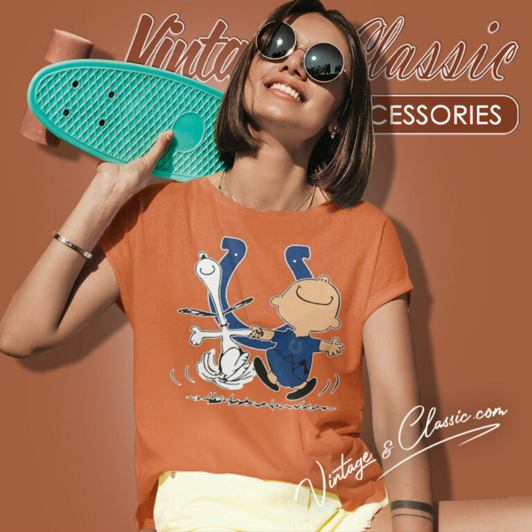 Snoopy Charlie Brown Happy Indianapolis Colts Women T Shirt Snoopy Charlie Brown Happy Indianapolis Colts Women T Shirt