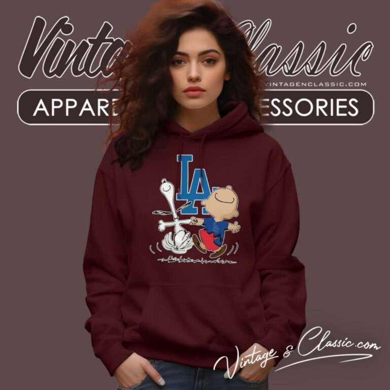 Snoopy Charlie Brown Happy Los Angeles Dodgers Hoodie Snoopy Charlie Brown Happy Los Angeles Dodgers Hoodie