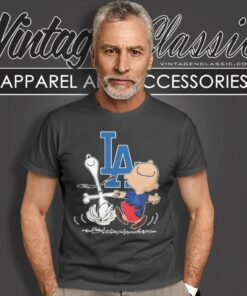 Snoopy Charlie Brown Happy Los Angeles Dodgers T Shirt