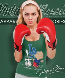 Snoopy Charlie Brown Happy Los Angeles Dodgers Tank Top Racerback