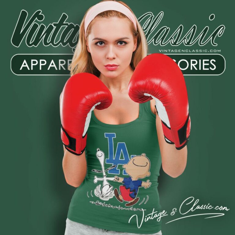 Snoopy Charlie Brown Happy Los Angeles Dodgers Tank Top Racerback Snoopy Charlie Brown Happy Los Angeles Dodgers Tank Top Racerback