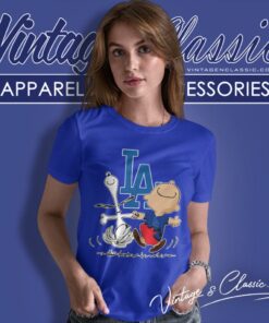 Snoopy Charlie Brown Happy Los Angeles Dodgers Women T Shirt