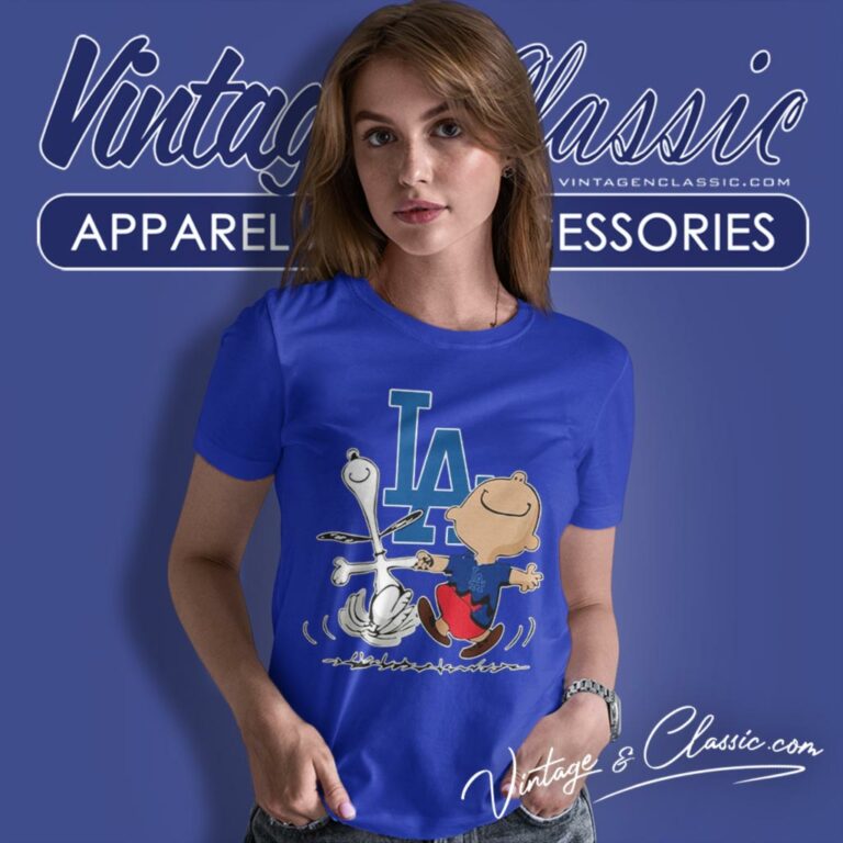 Snoopy Charlie Brown Happy Los Angeles Dodgers Women T Shirt Snoopy Charlie Brown Happy Los Angeles Dodgers Women T Shirt