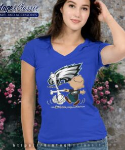Snoopy Charlie Brown Happy Philadelphia Eagles V Neck TShirt