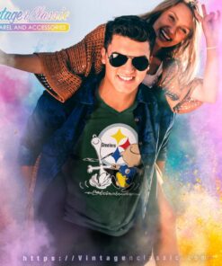 Snoopy Charlie Brown Happy Pittsburgh Steelers Shirt 7 Snoopy Charlie Brown Happy Pittsburgh Steelers V Neck TShirt