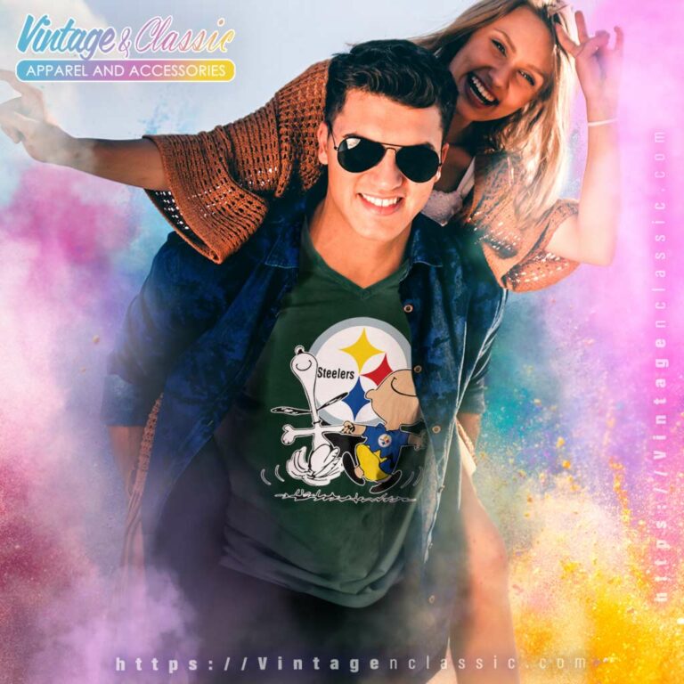 Snoopy Charlie Brown Happy Pittsburgh Steelers V Neck TShirt Snoopy Charlie Brown Happy Pittsburgh Steelers V Neck TShirt