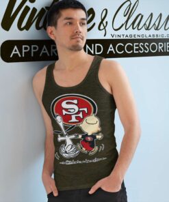 Snoopy Charlie Brown Happy San Francisco 49ers Tank Top Racerback